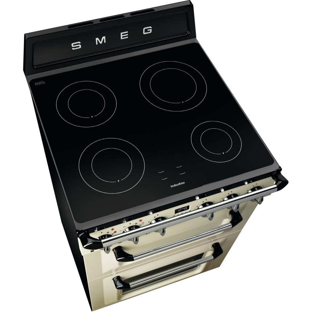 Smeg TR62IP2 Victoria Cream Induction Elec Cooker Double Oven, A Rated