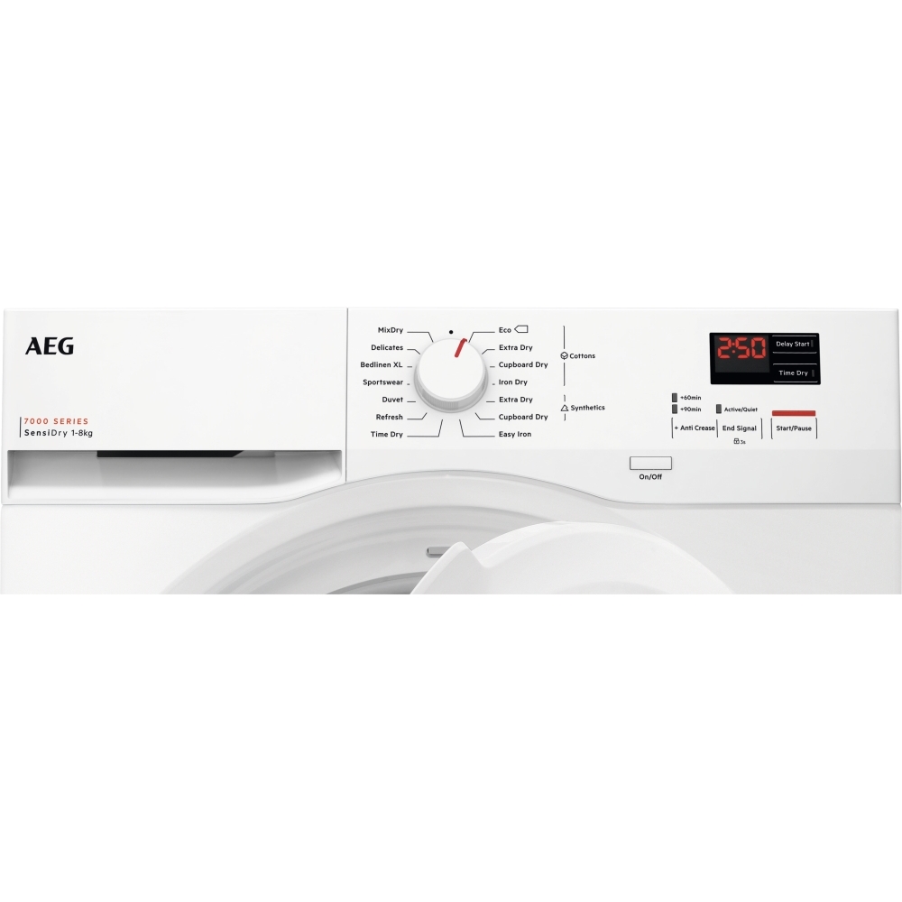 AEG TR708L0B Heat Pump Tumble Dryer, 8kg, White, A++ Rated