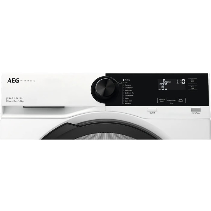 AEG TR728CT4B Exclusiv Heat Pump Tumble Dryer, 8kg, White, A++ Rated