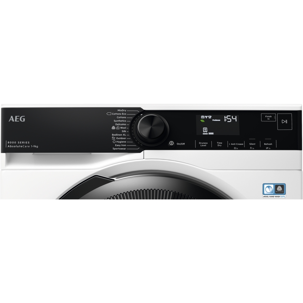 AEG TR849P4B Heat Pump Tumble Dryer, 9kg, White, A++ Rated