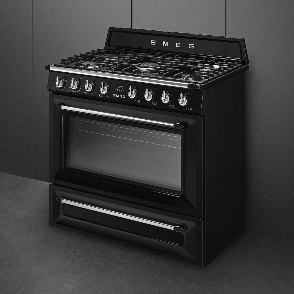 Buy Smeg Victoria TR90BL9 90cm Dual Fuel Range Cooker Black Marks