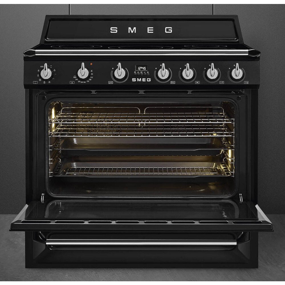 Smeg TR90IBL2 Victoria 90cm Induction Range Cooker, Black, A Rated