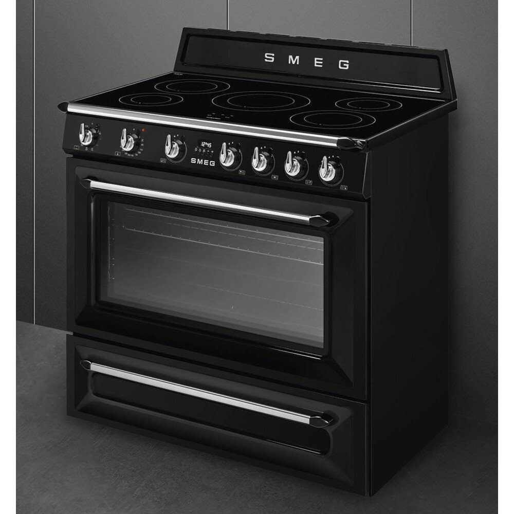 Smeg TR90IBL2 Victoria 90cm Induction Range Cooker, Black, A Rated