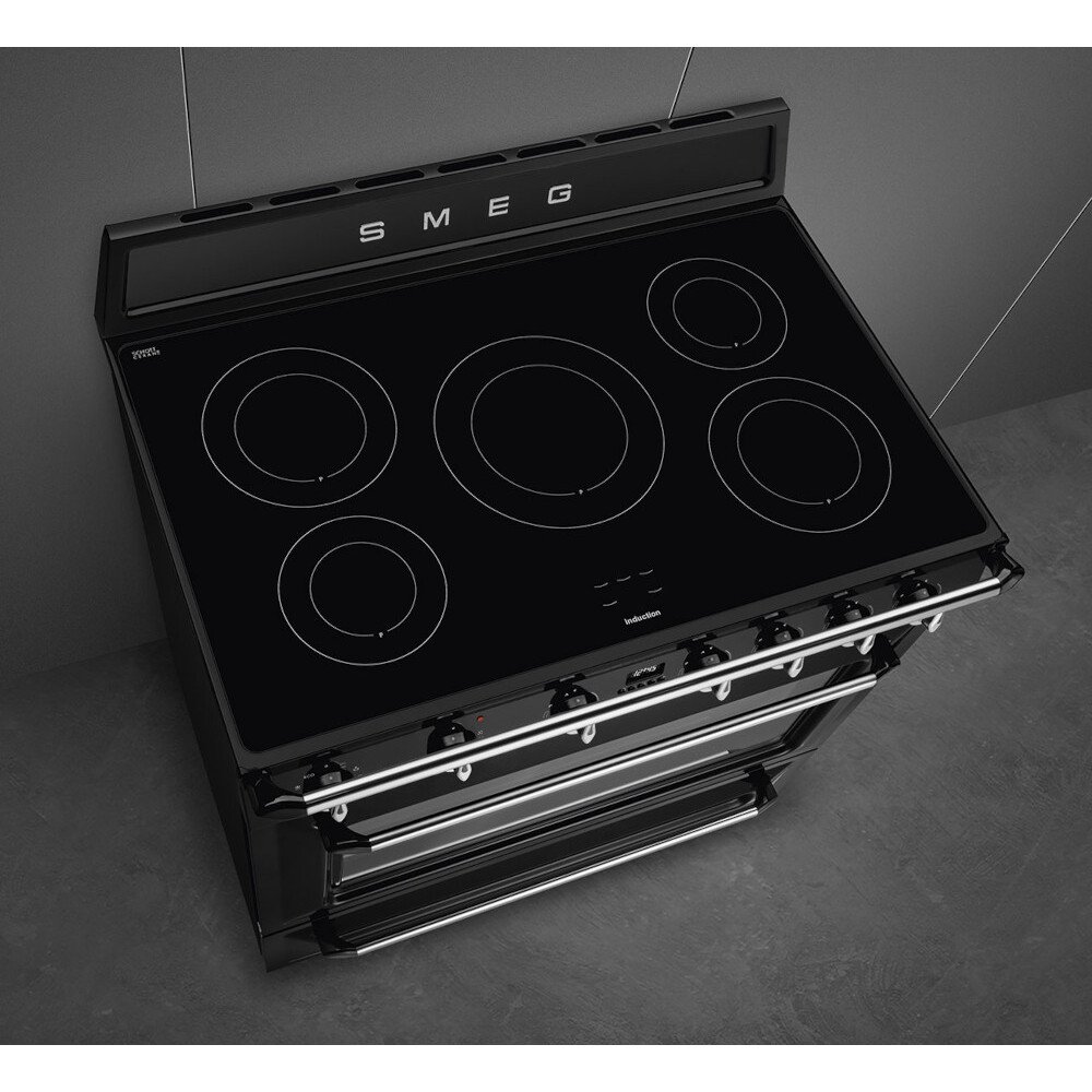 Smeg TR90IBL2 Victoria 90cm Induction Range Cooker, Black, A Rated