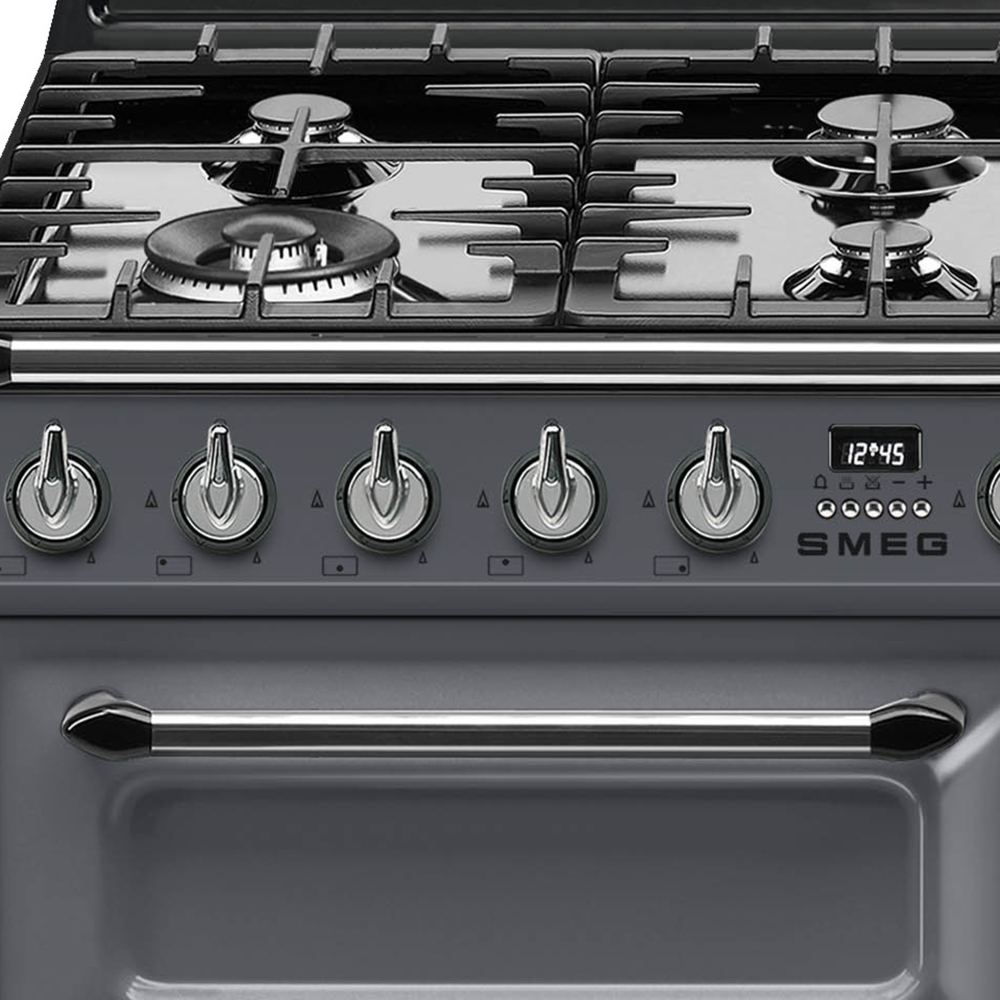 Smeg TR93GR Victoria Slate Grey 90cm Dual Fuel Range Cooker, A Rated