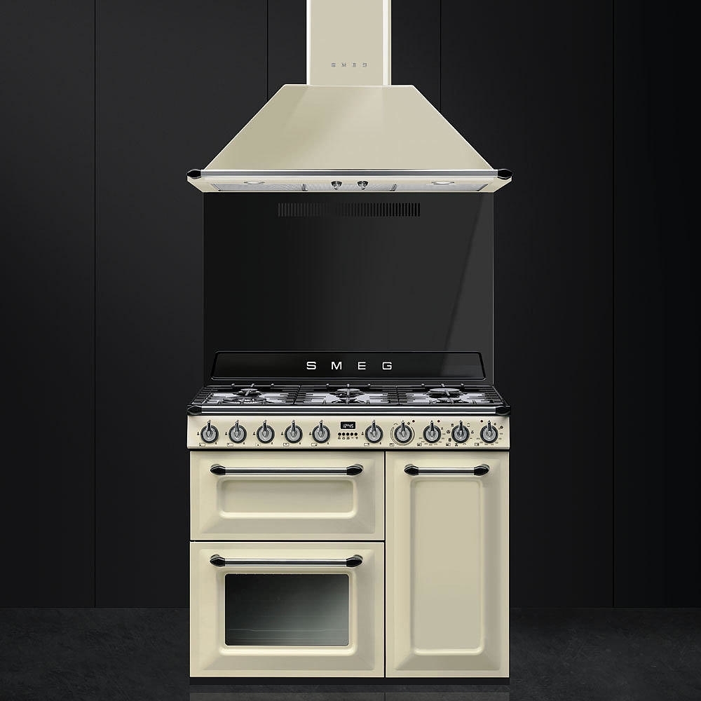 Smeg TR93P Victoria 90cm Dual Fuel Range Cooker, Cream, A Rated