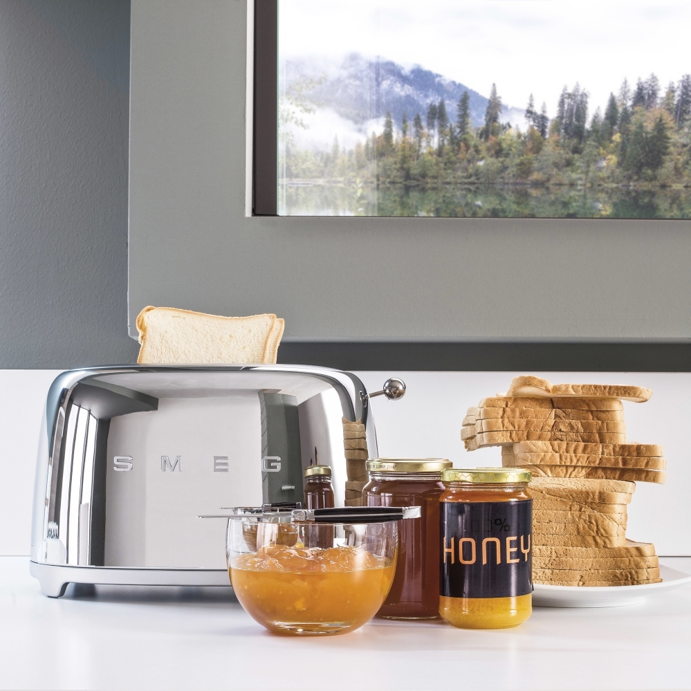 Smeg TSF01SSUK Retro 2 Slice Toaster, Chrome Marks Electrical