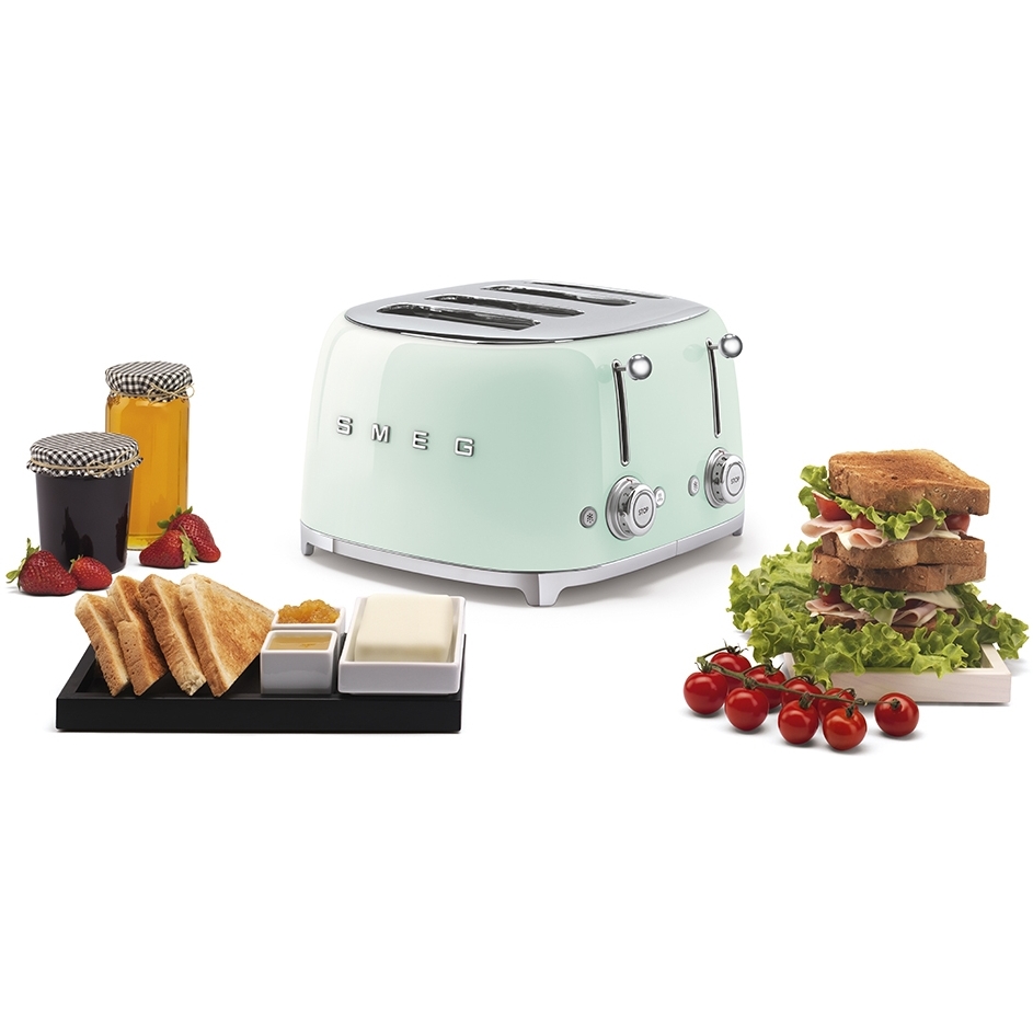 Smeg TSF03PGUK Retro 4 Slice Toaster, Green Marks Electrical