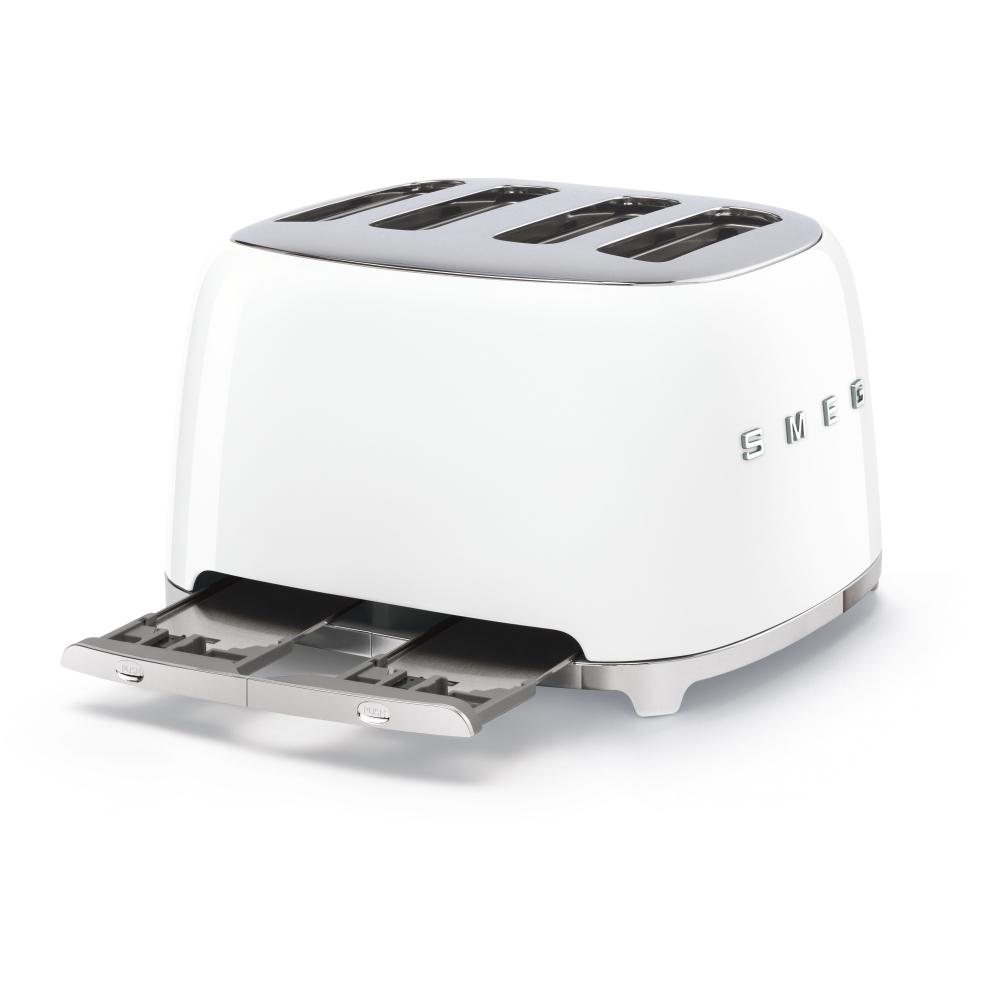 Smeg TSF03WHUK Retro 4 Slice Toaster, White Marks Electrical