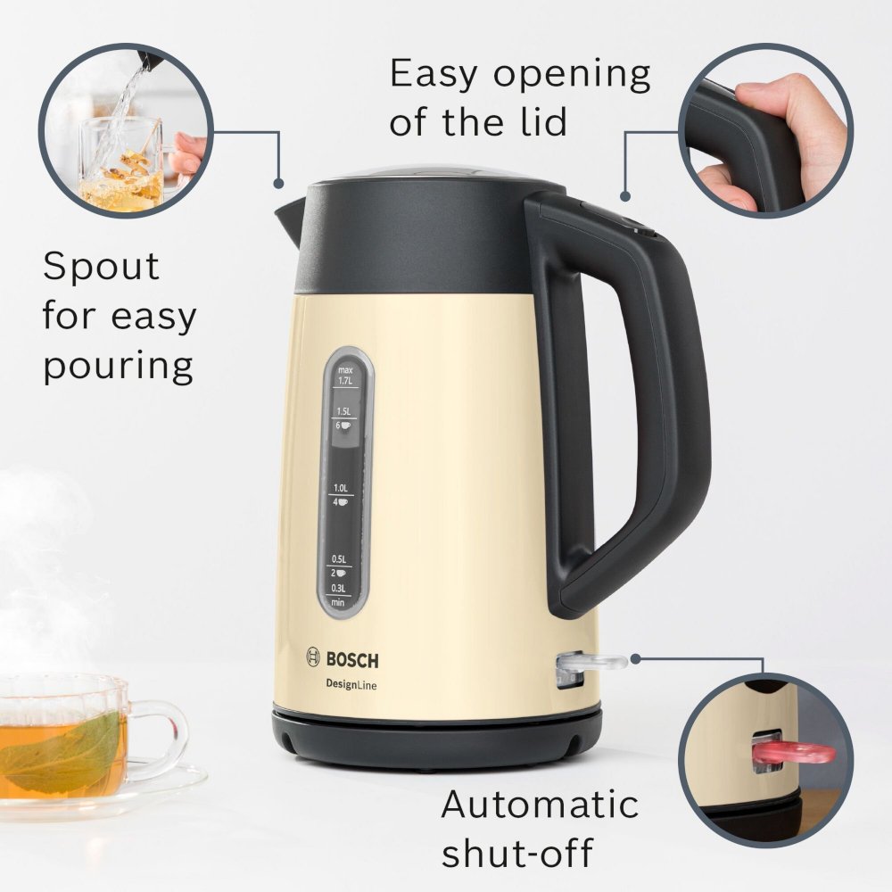 Bosch TWK4P437GB DesignLine Kettle, Cream