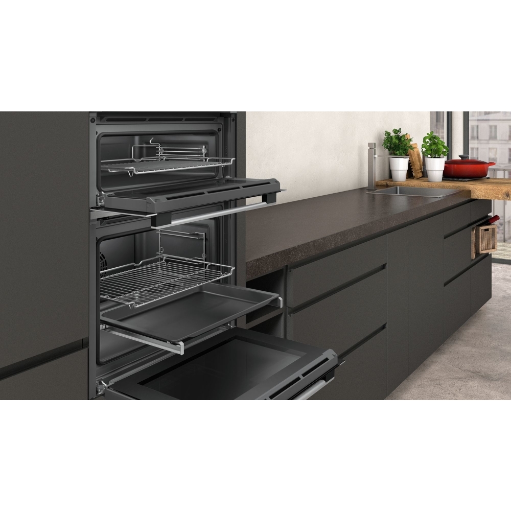 Buy Neff N50 U1ACE2HN0B BuiltIn Electric Double Oven Stainless Steel and Black Marks Electrical