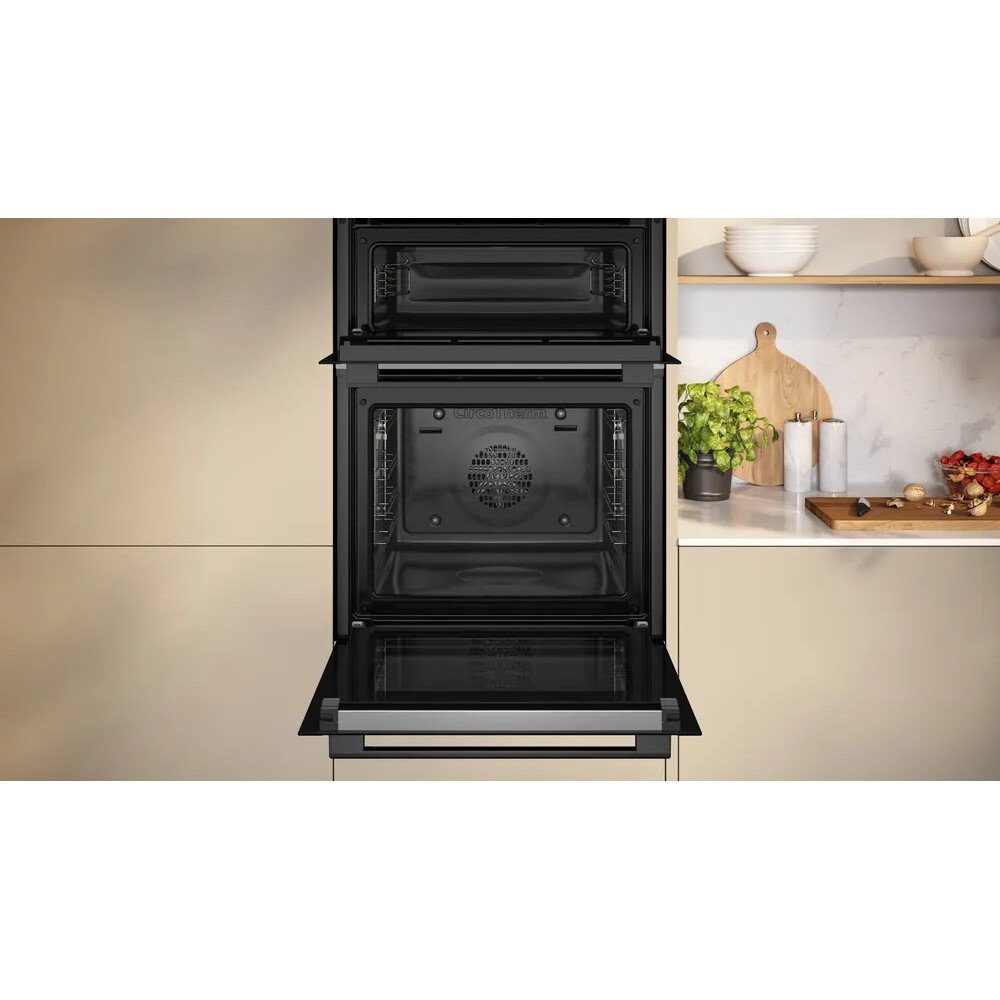 Neff U2ACH7AG7B N50 Built-In Electric Double Oven, Graphite Grey with Pyrolytic Cleaning, A Rated