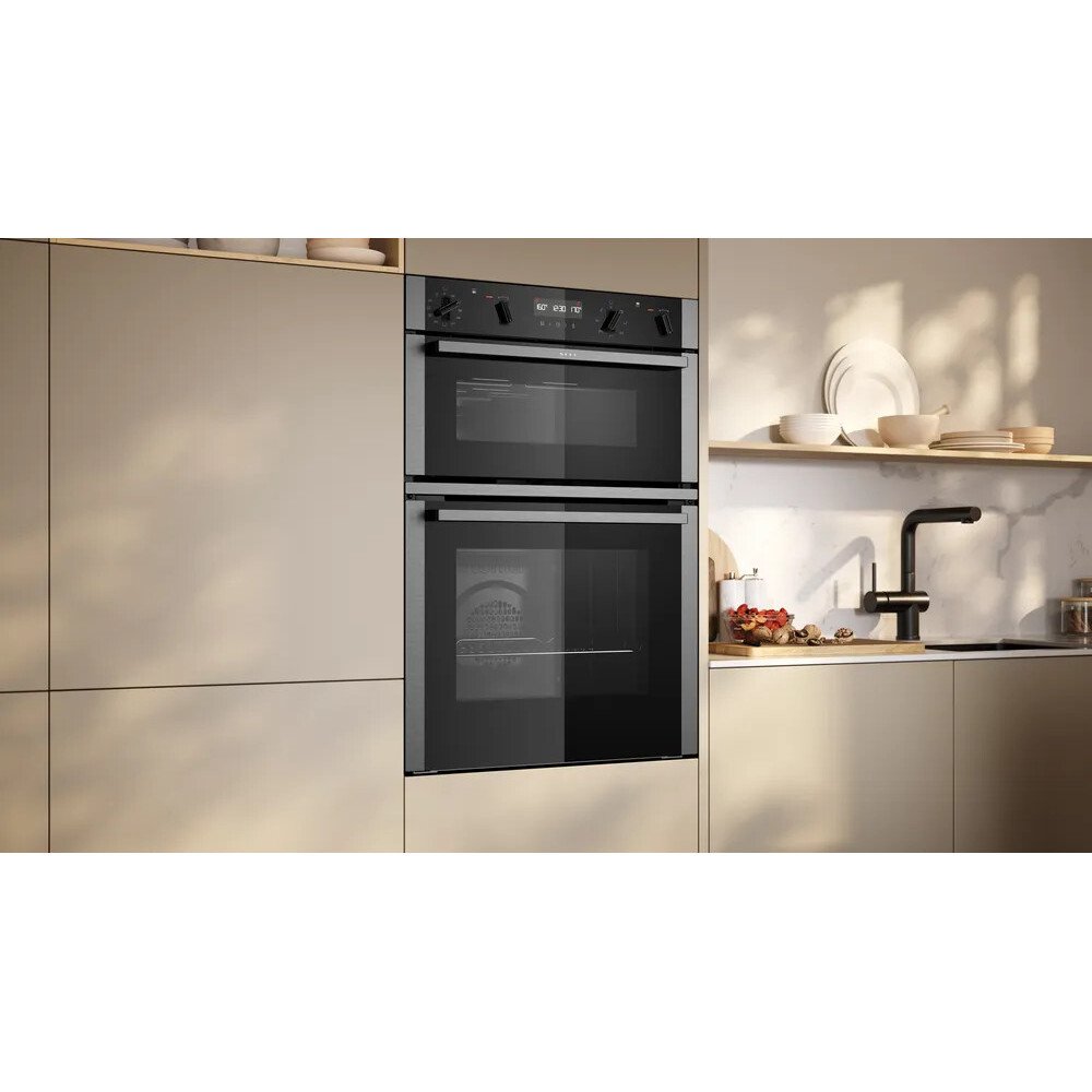 Neff U2ACH7AN7B N50 Built-In Electric Double Oven with Pyrolytic Cleaning, Stainless Steel, A Rated