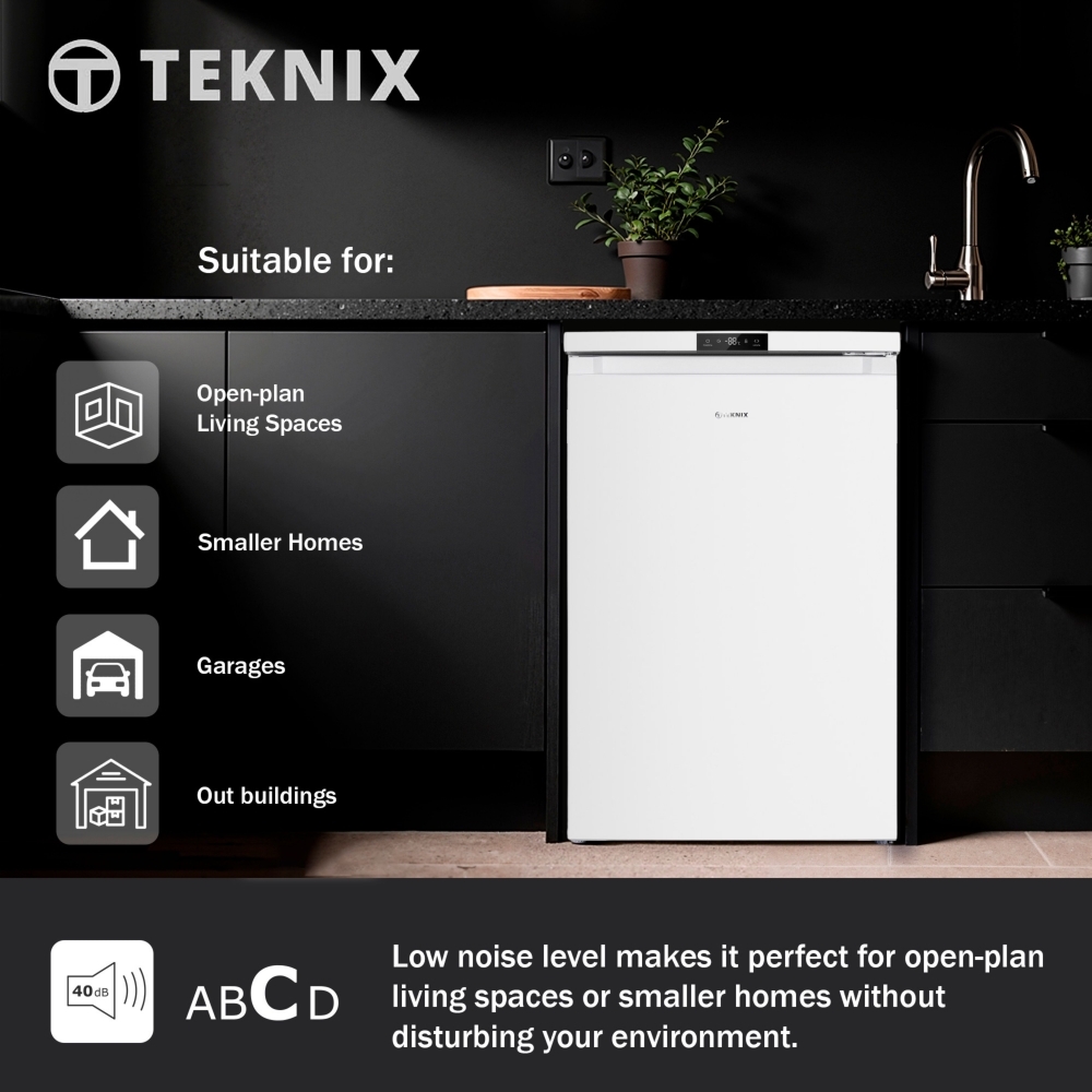 Teknix UC2TNF55FW Frost Free Under Counter Freezer, White, D Rated