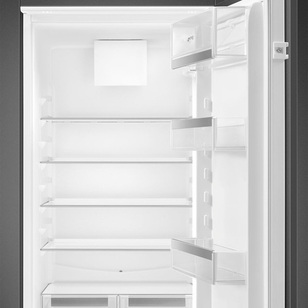 Smeg UKC81721E Static Integrated Fridge Freezer, Sliding Hinge, 70/30, Silver, E Rated
