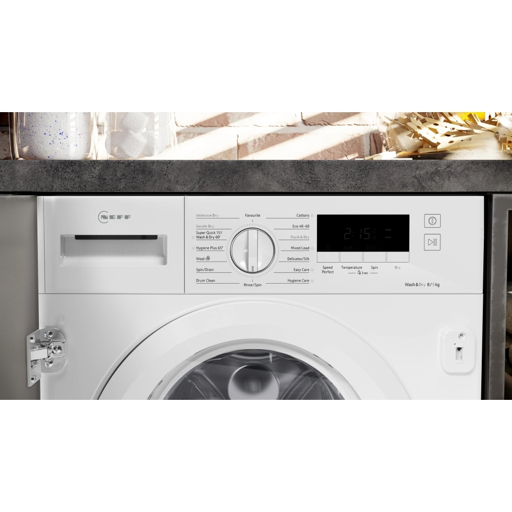 Neff V8340X0GB Integrated Washer Dryer, 8kg/5kg, White, E Rated