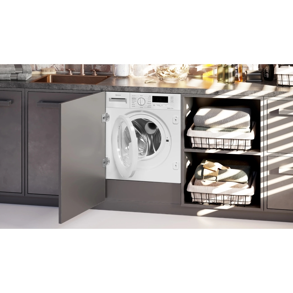 Neff V8340X0GB Integrated Washer Dryer, 8kg/5kg, White, E Rated