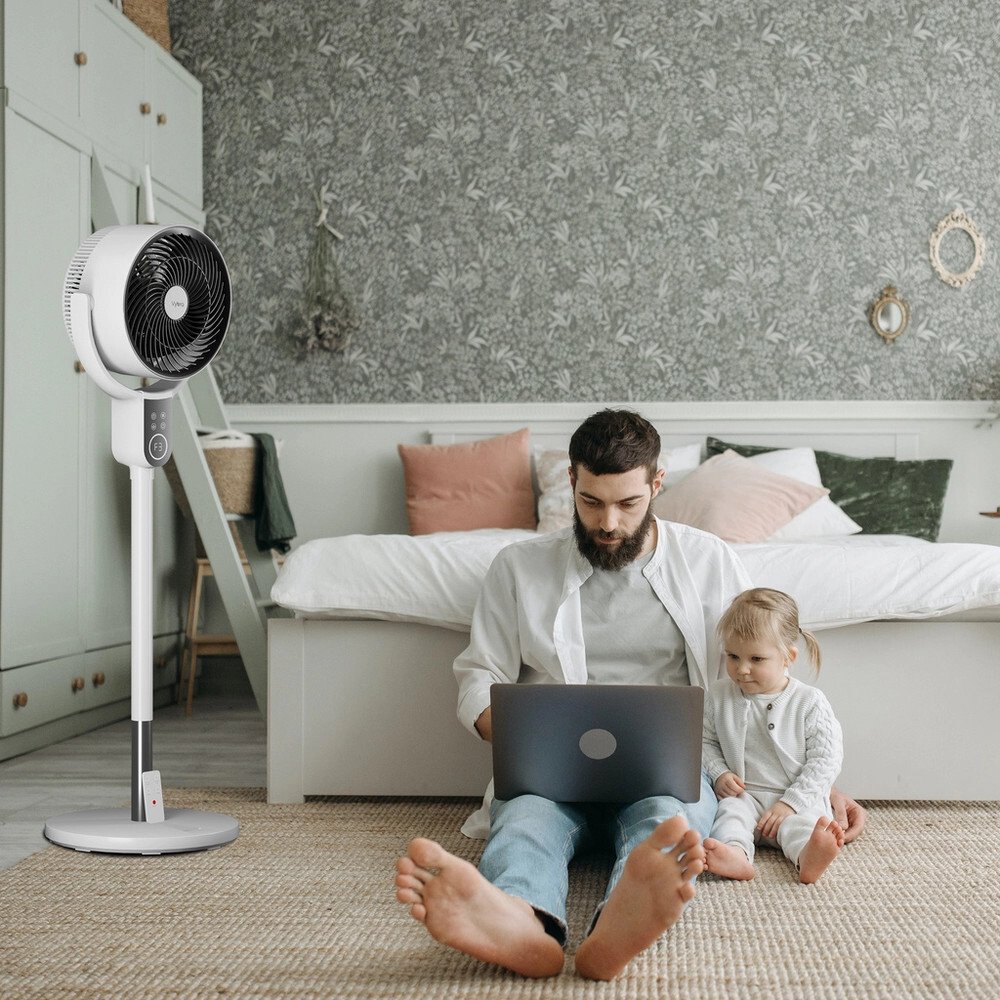 Vybra VS001-OF Oscillator Dual Height Tile & Swing Oscillating Fan, White