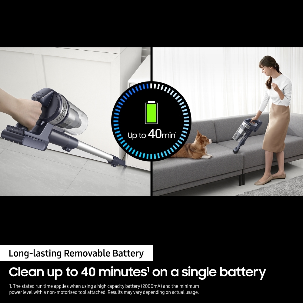 Samsung VS15A60AGR5 Jet 65 Pet Cordless Stick Vacuum Cleaner Max 150W Suction Power with Pet Tool, Silver