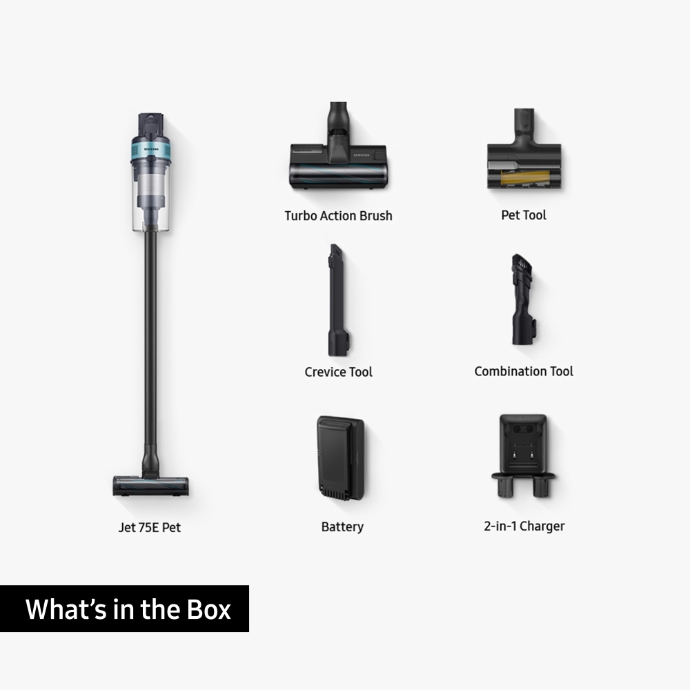 Samsung VS20B75AGR1 Jet 75E Pet Cordless Stick Vacuum Cleaner Max 200W Suction Power with Pet Tool, Green