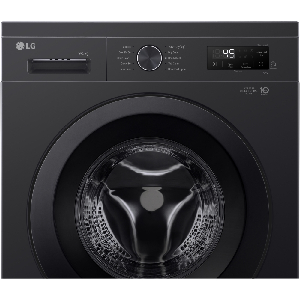 LG W4X1095NNK Washer Dryer, 9kg/5kg, 1400 Spin, Black, E Rated
