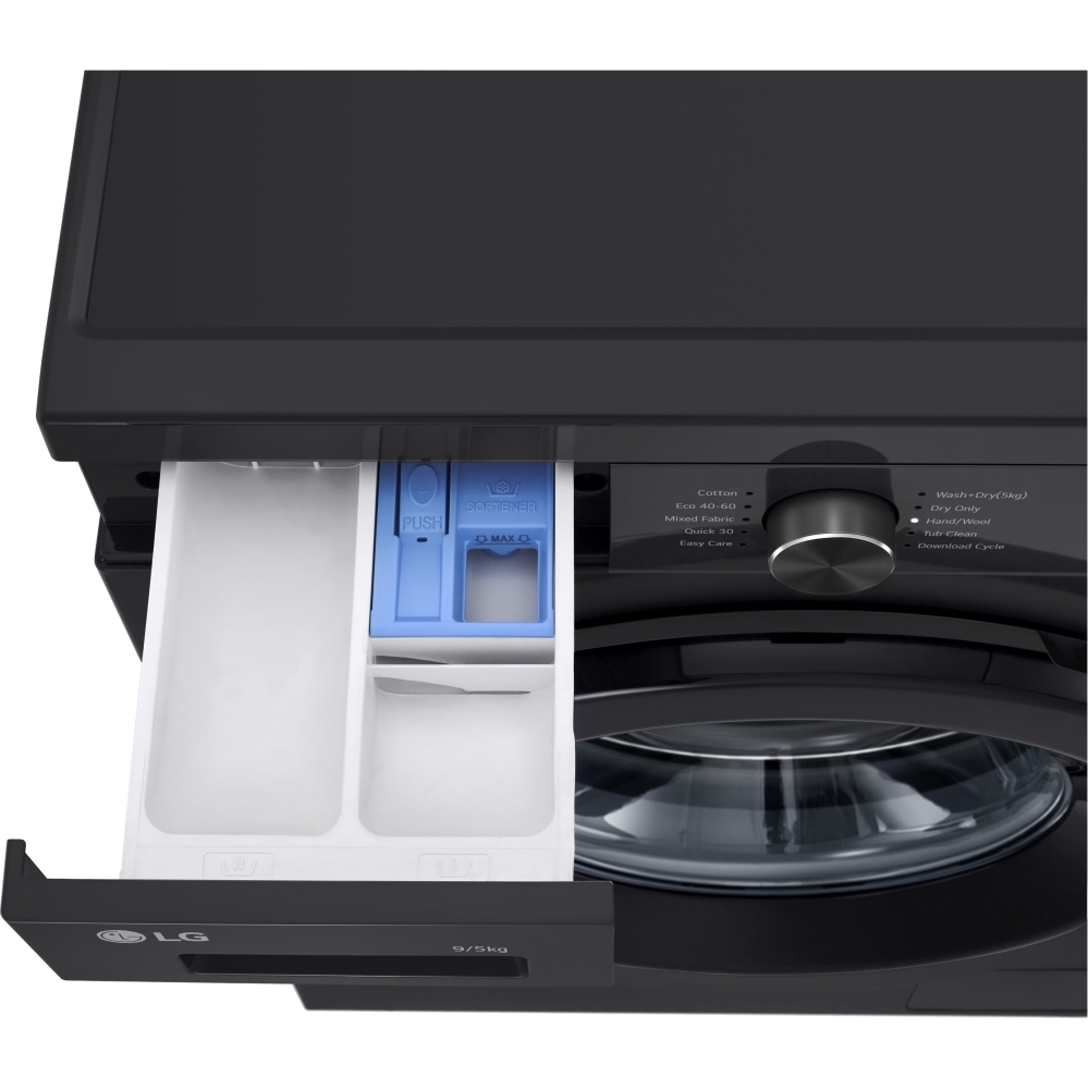 LG W4X1095NNK Washer Dryer, 9kg/5kg, 1400 Spin, Black, E Rated