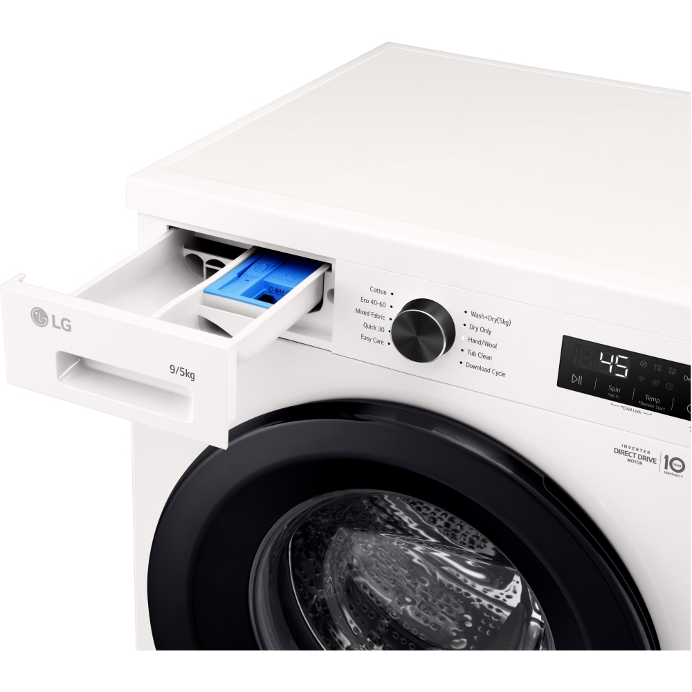 LG W4X1095NWK Washer Dryer, 9kg/5kg, 1400 Spin, White, E Rated
