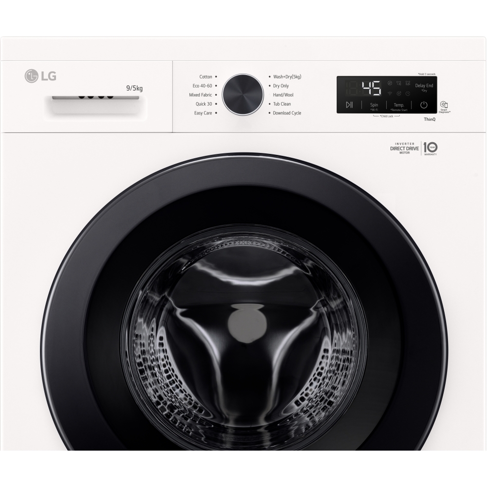 LG W4X1095NWK Washer Dryer, 9kg/5kg, 1400 Spin, White, E Rated