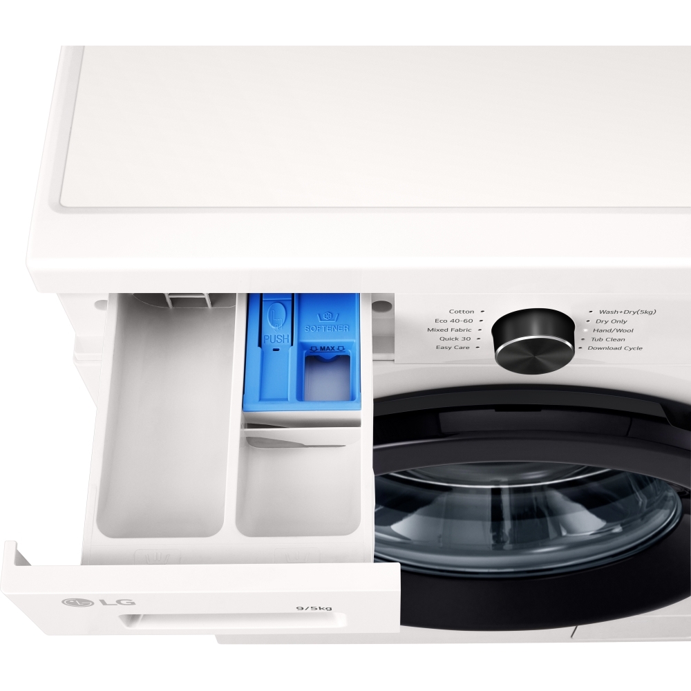 LG W4X1095NWK Washer Dryer, 9kg/5kg, 1400 Spin, White, E Rated