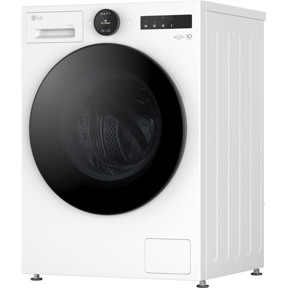 LG W4X7016TWB Washer Dryer, 11kg/6kg, 1400 Spin, White, D Rated