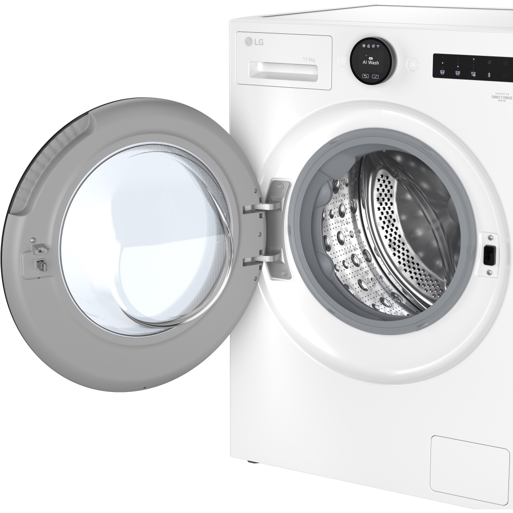 LG W4X7016TWB Washer Dryer, 11kg/6kg, 1400 Spin, White, D Rated
