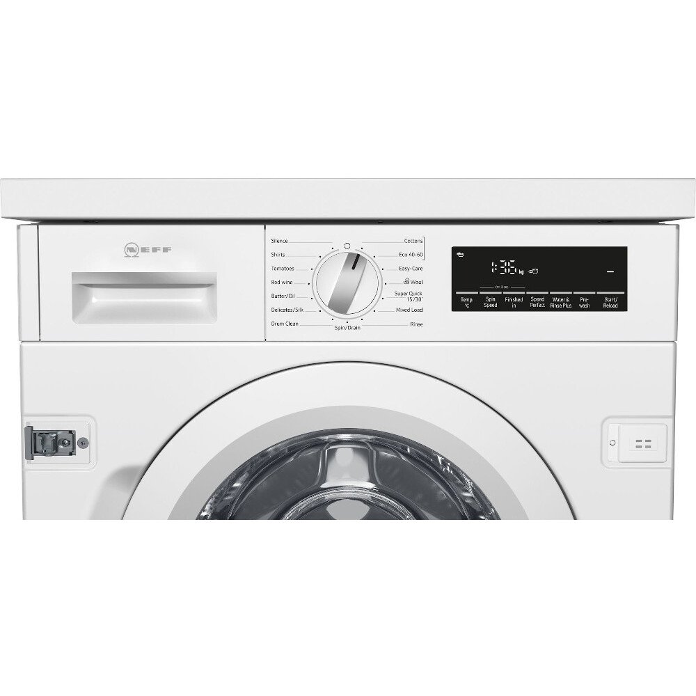 Neff W544BX2GB Integrated Washing Machine, 8kg, 1400 Spin, White, C Rated