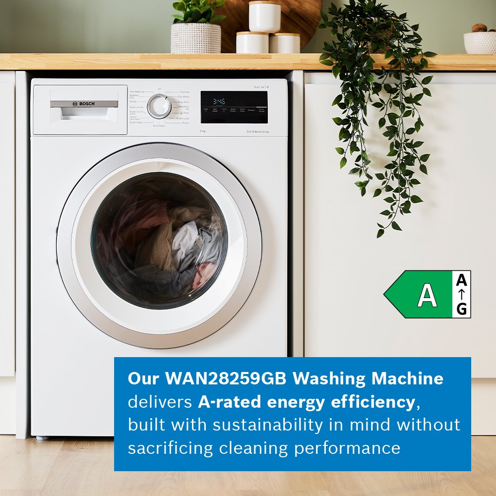 Bosch WAN28259GB Series 4 Washing Machine, 9kg, 1400 Spin, White, A Rated