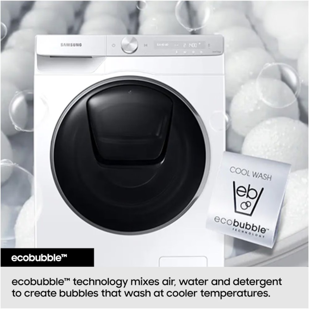 Samsung WD10HG6U34BEU1 Washer Dryer, 10kg/6kg, 1400 Spin, White, D Rated