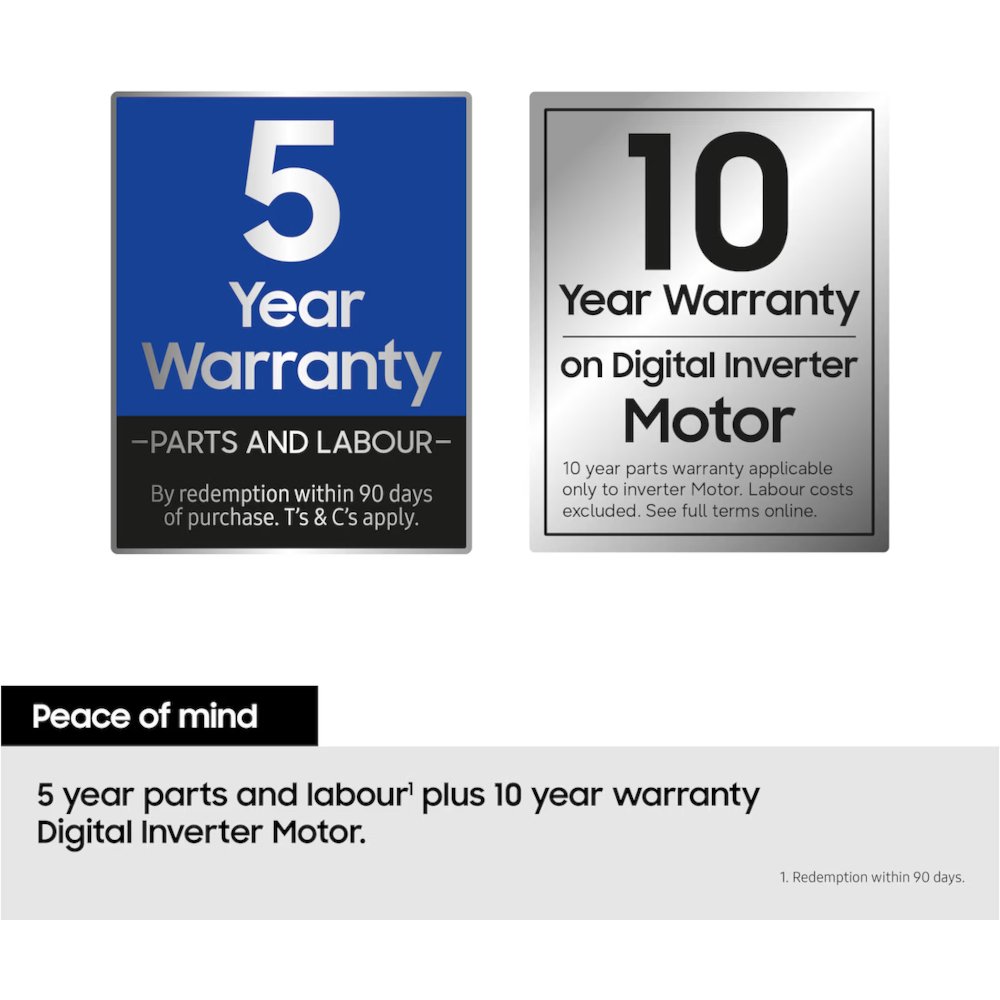 Samsung WD10HG6U34BEU1 Washer Dryer, 10kg/6kg, 1400 Spin, White, D Rated