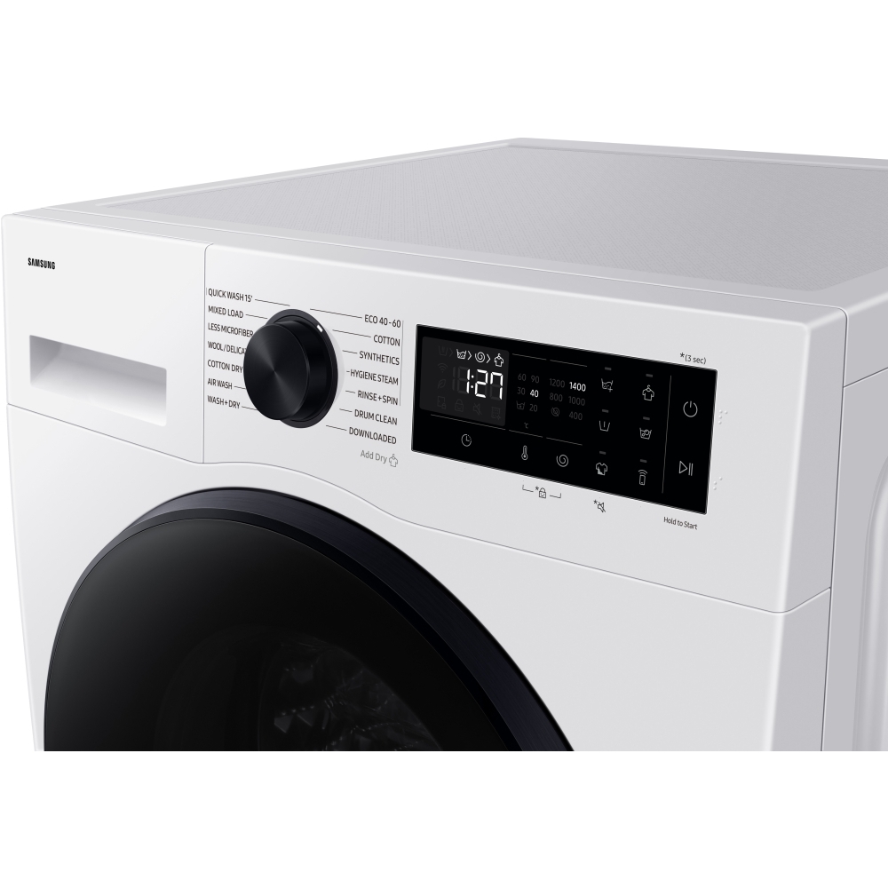 Samsung WD11DG5B15BEEU Series 5 AI Energy Washer Dryer, 11kg/6kg, 1400 Spin, White, D Rated