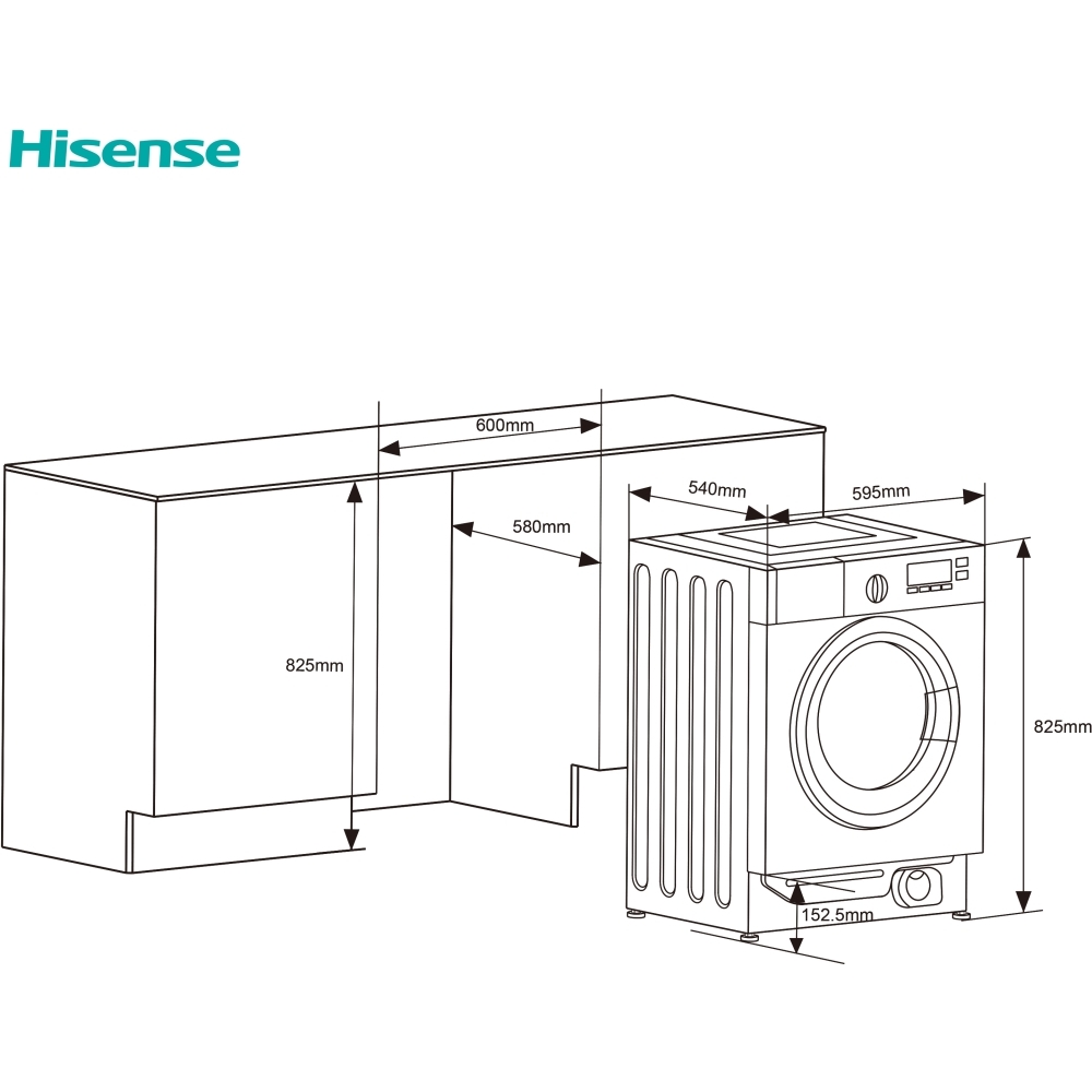 Hisense WD3M841BWI Integrated Washer Dryer, 8kg/6kg, 1400 Spin, White, B Rated