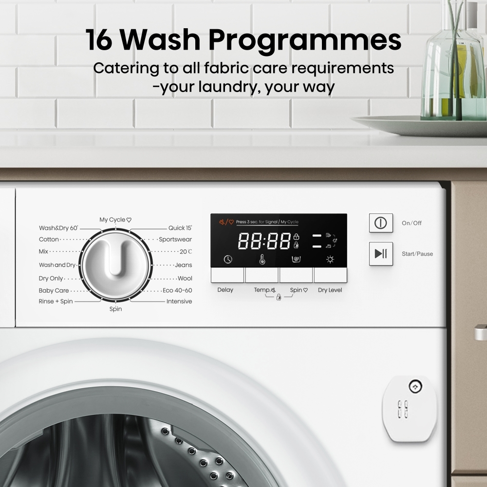 Hisense WD3M841BWI Integrated Washer Dryer, 8kg/6kg, 1400 Spin, White, B Rated