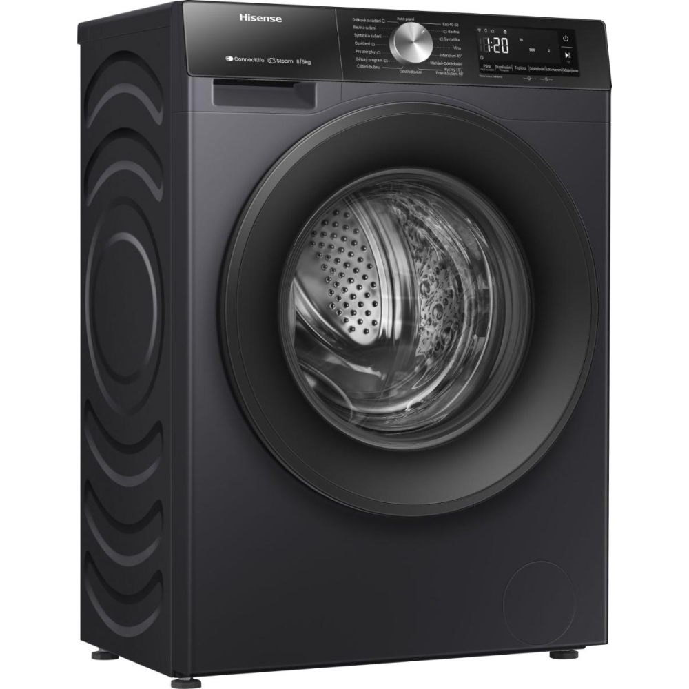 Hisense WD3S8043BB3 Washer Dryer, 8kg/5kg, 1400 Spin, Black, D Rated