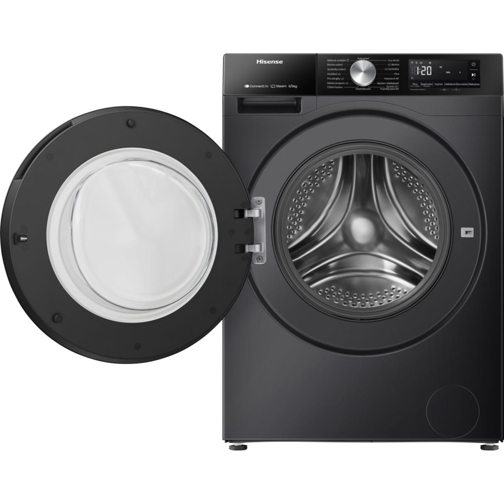 Hisense WD3S8043BB3 Washer Dryer, 8kg/5kg, 1400 Spin, Black, D Rated
