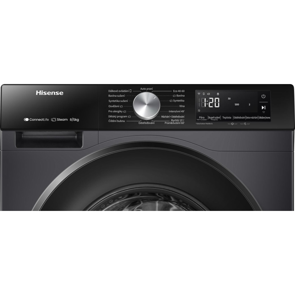 Hisense WD3S8043BB3 Washer Dryer, 8kg/5kg, 1400 Spin, Black, D Rated