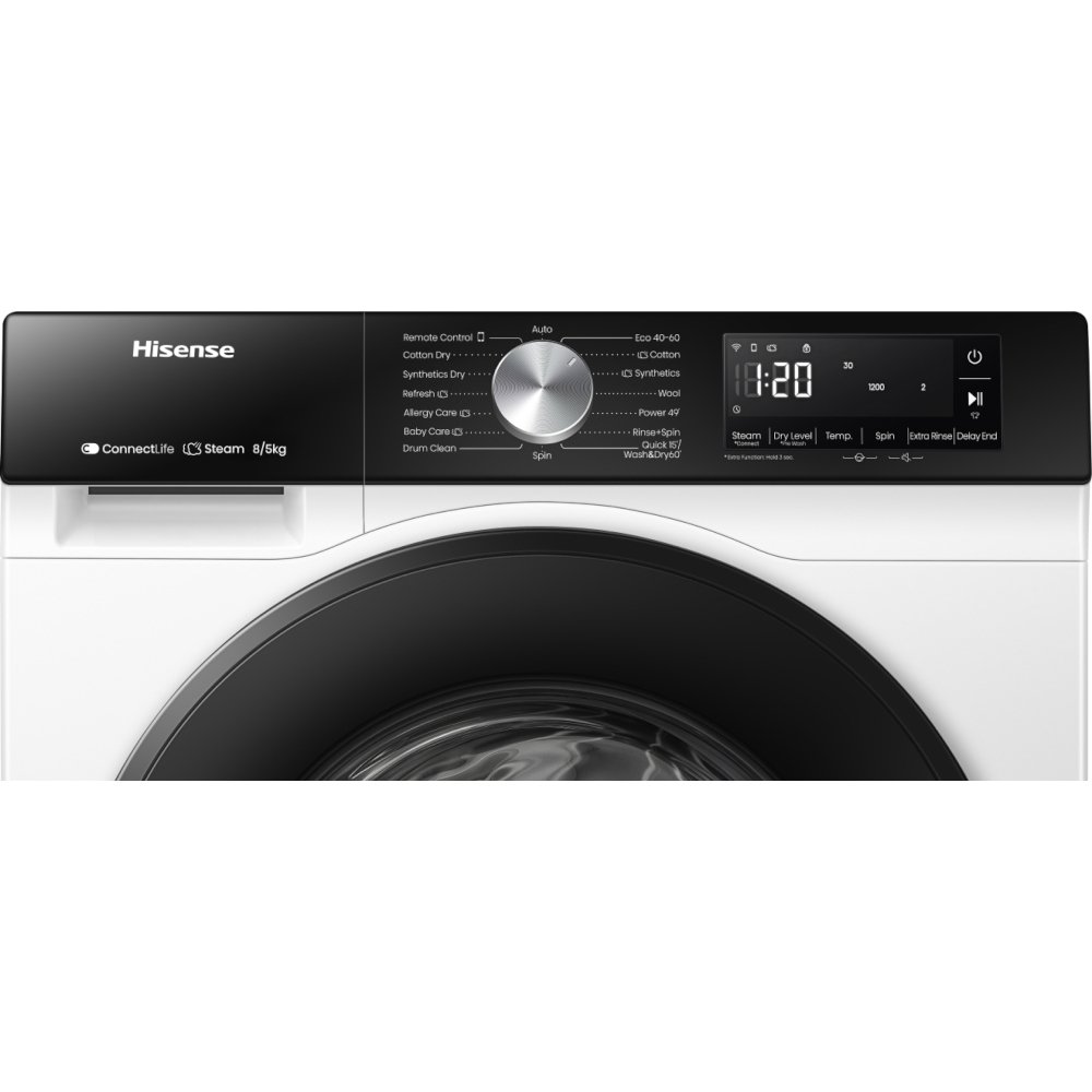 Hisense WD3S8043BW3 Washer Dryer, 8kg/5kg, 1400 Spin, White, D Rated