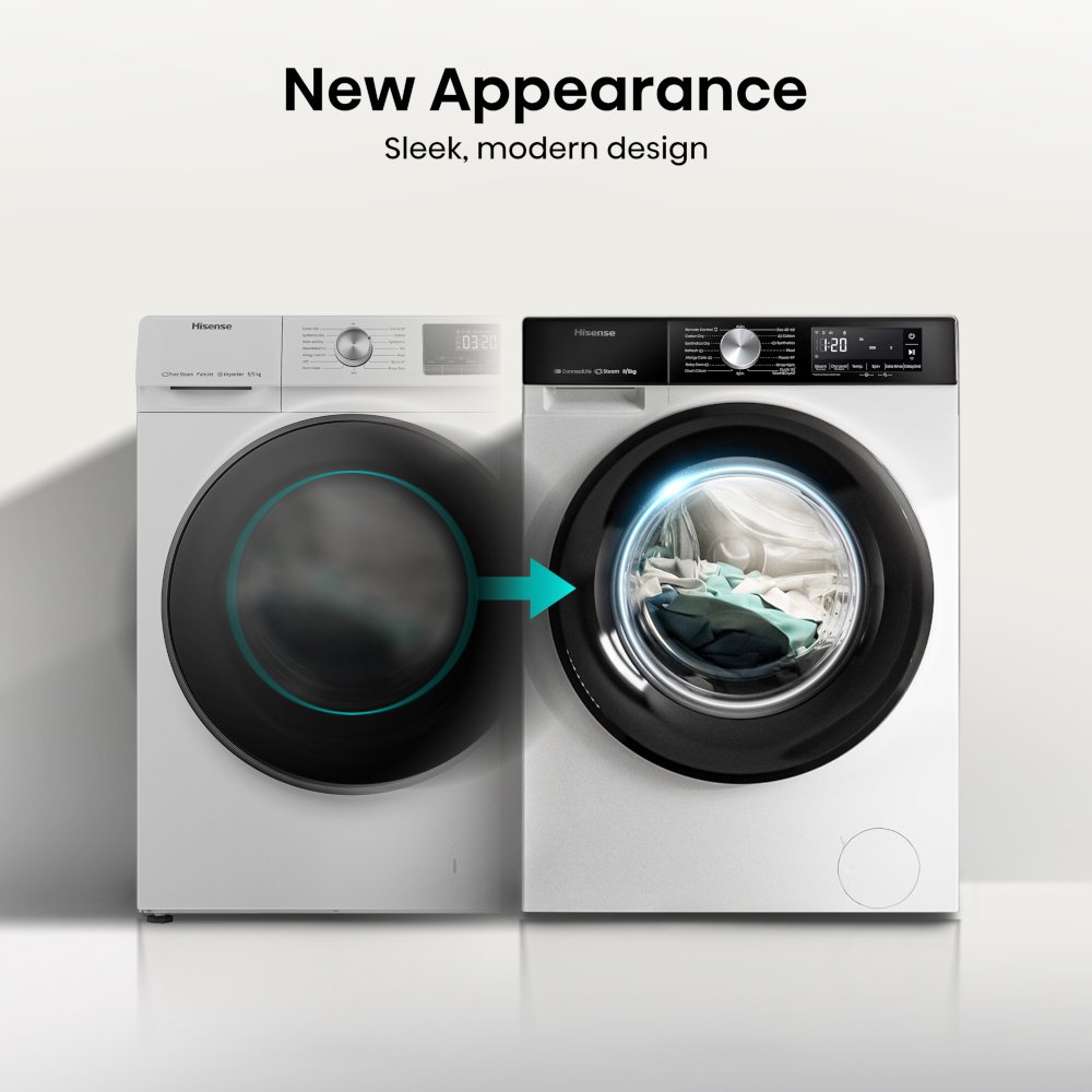Hisense WD3S8043BW3 Washer Dryer, 8kg/5kg, 1400 Spin, White, D Rated