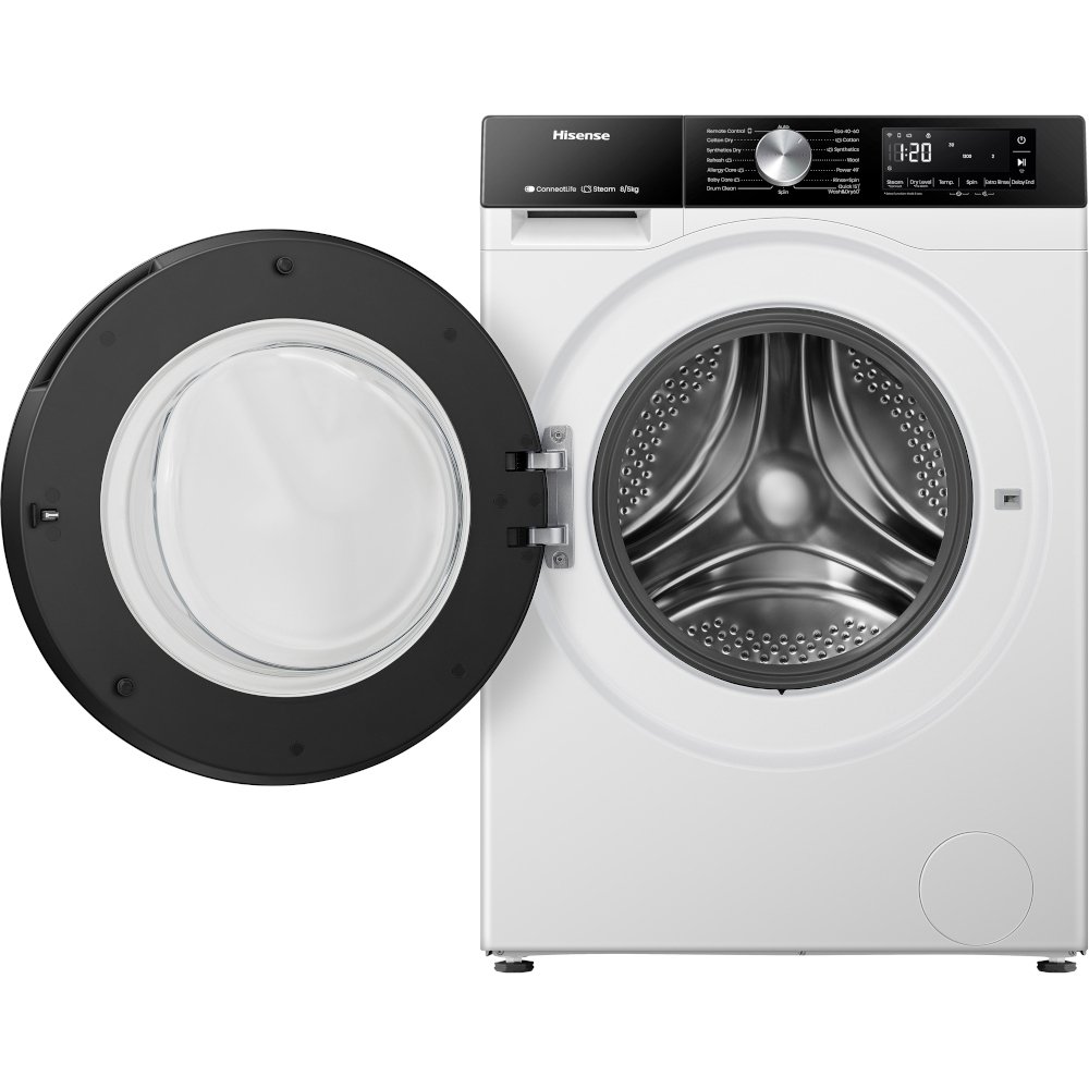 Hisense WD3S8043BW3 Washer Dryer, 8kg/5kg, 1400 Spin, White, D Rated