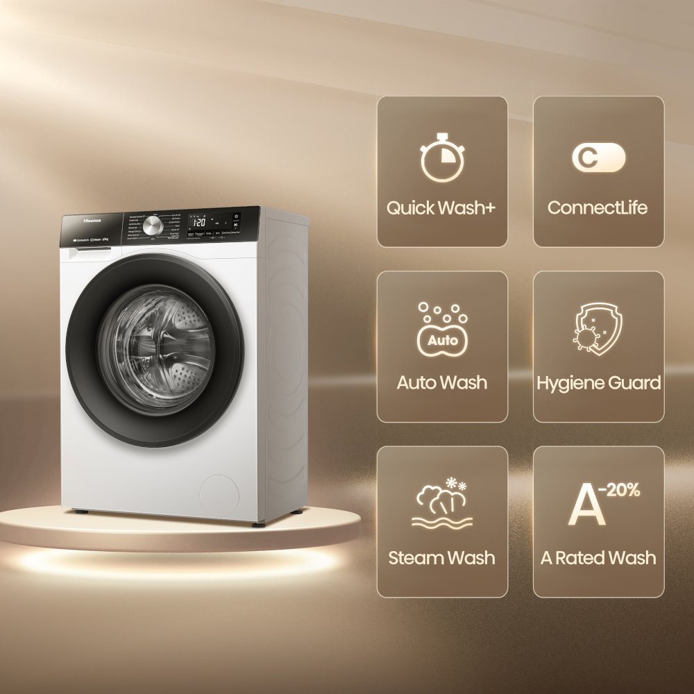 Hisense WD3S8043BW3 Washer Dryer, 8kg/5kg, 1400 Spin, White, D Rated