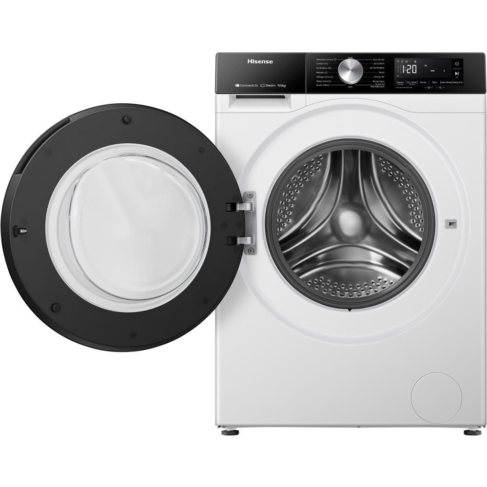 Hisense WD3S9043BW3 Washer Dryer, 9kg/6kg, 1400 Spin, White, D Rated