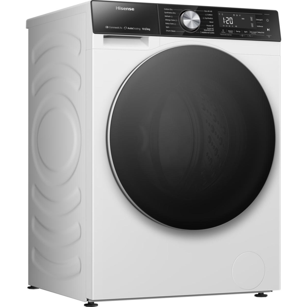 Hisense WD5S1045BW 5S Series Washer Dryer, 10kg/6kg, 1400 Spin, White, A Rated