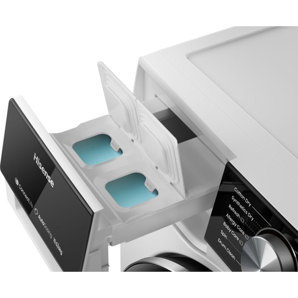 Hisense WD5S1045BW 5S Series Washer Dryer, 10kg/6kg, 1400 Spin, White, A Rated