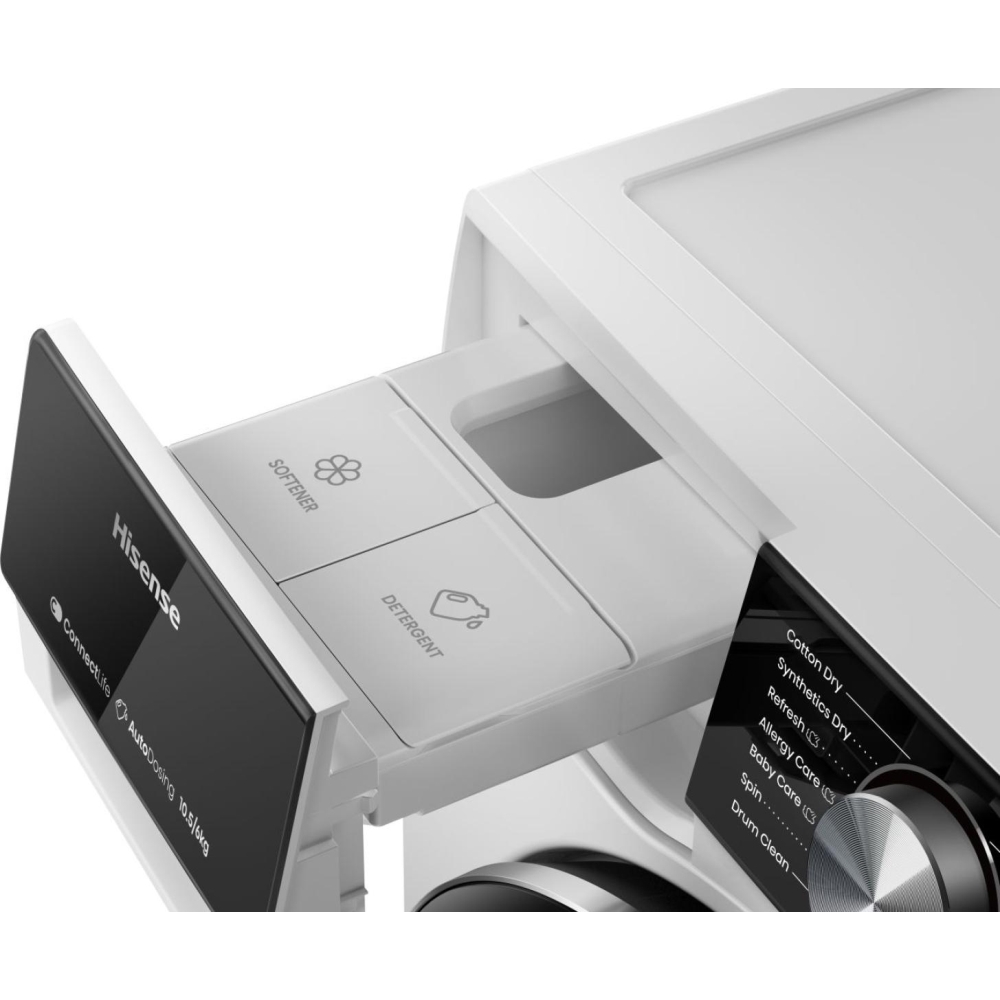 Hisense WD5S1045BW 5S Series Washer Dryer, 10kg/6kg, 1400 Spin, White, A Rated