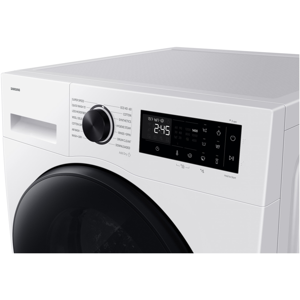 Samsung WD90HG5U34BEEU Washer Dryer, 9kg/6kg, 1400 Spin, White, D Rated